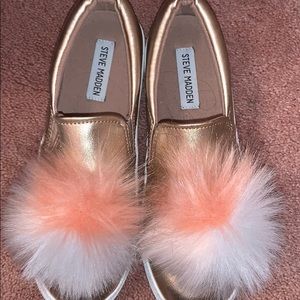 Steve Madden Pom Pom Flats ROSE GOLD